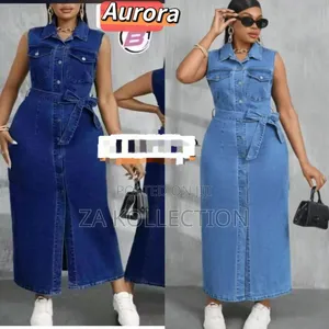 Fashionable Ladies Jeans Dress With Belt