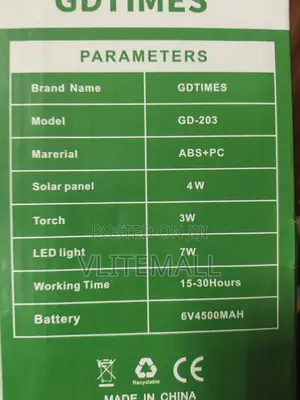 Gdtimes Gd-203 Solar Lighting System