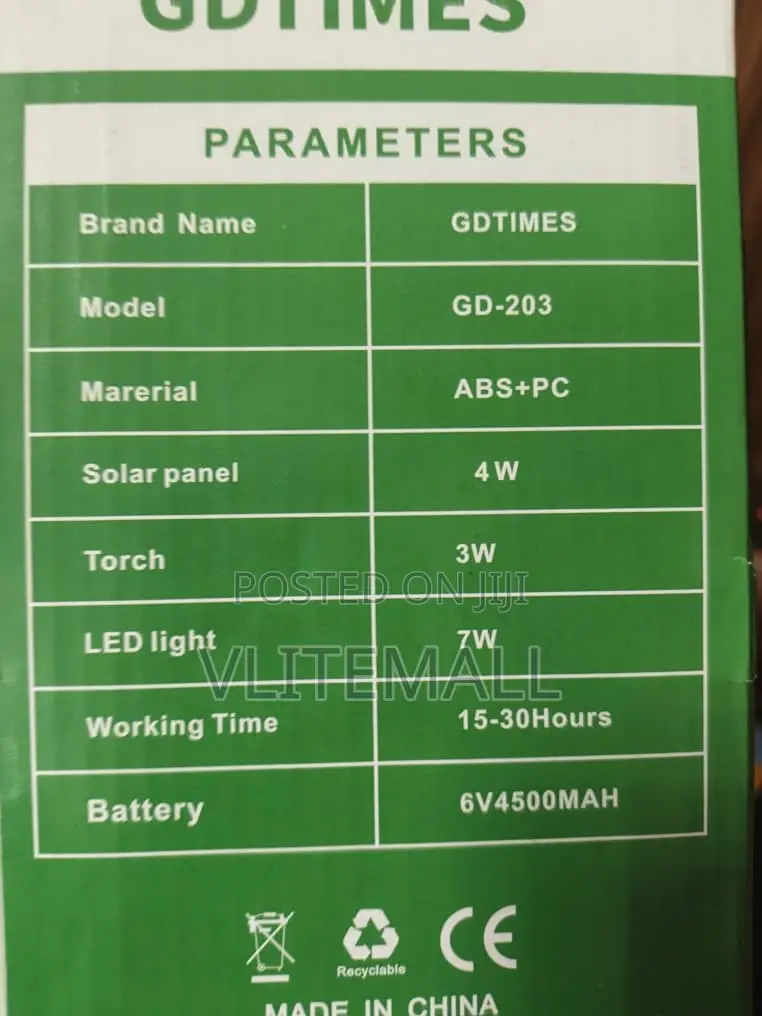 Gdtimes Gd-203 Solar Lighting System