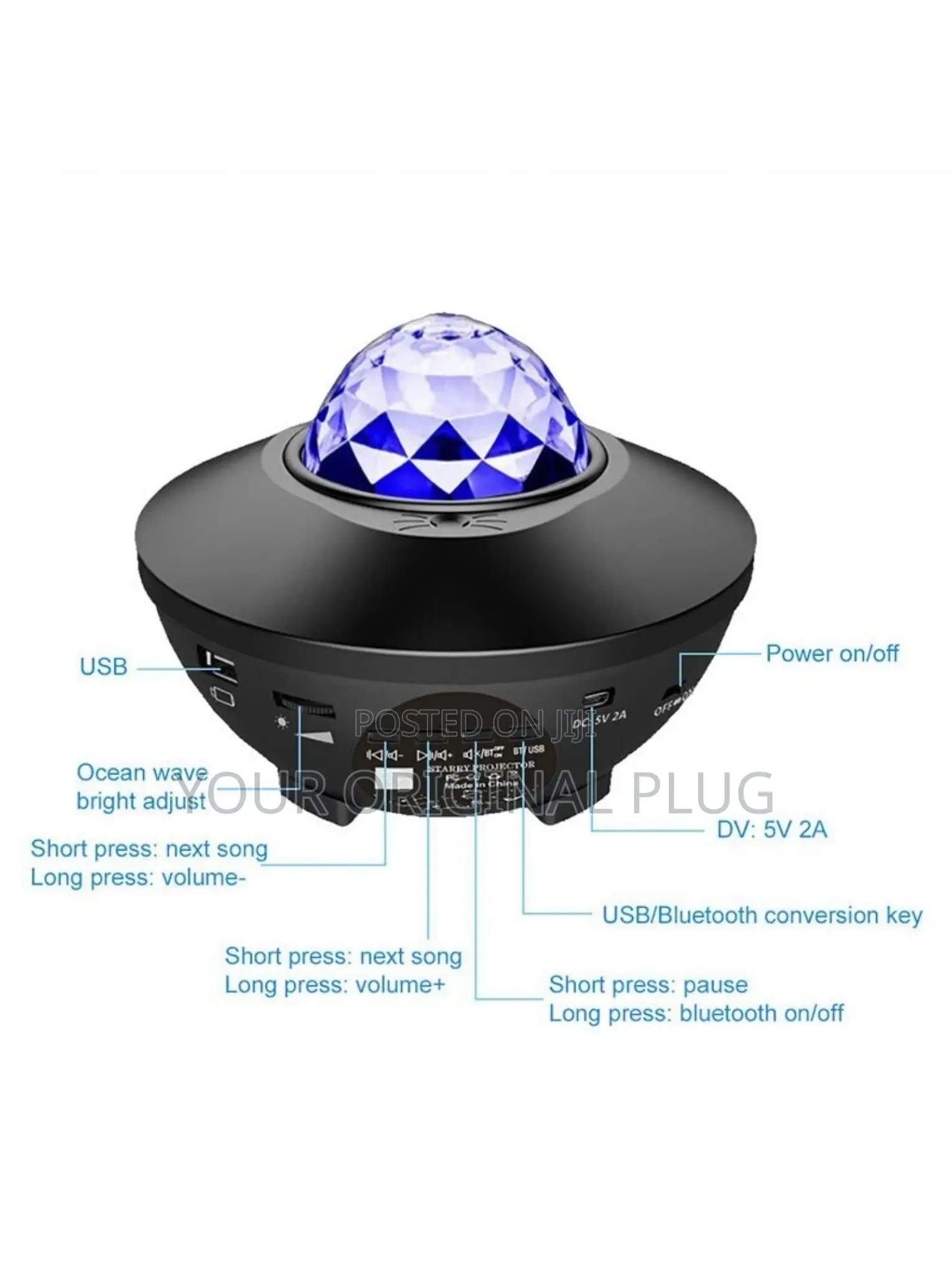 Starry Night Light Projector With Inbuilt Bluetooth Speaker