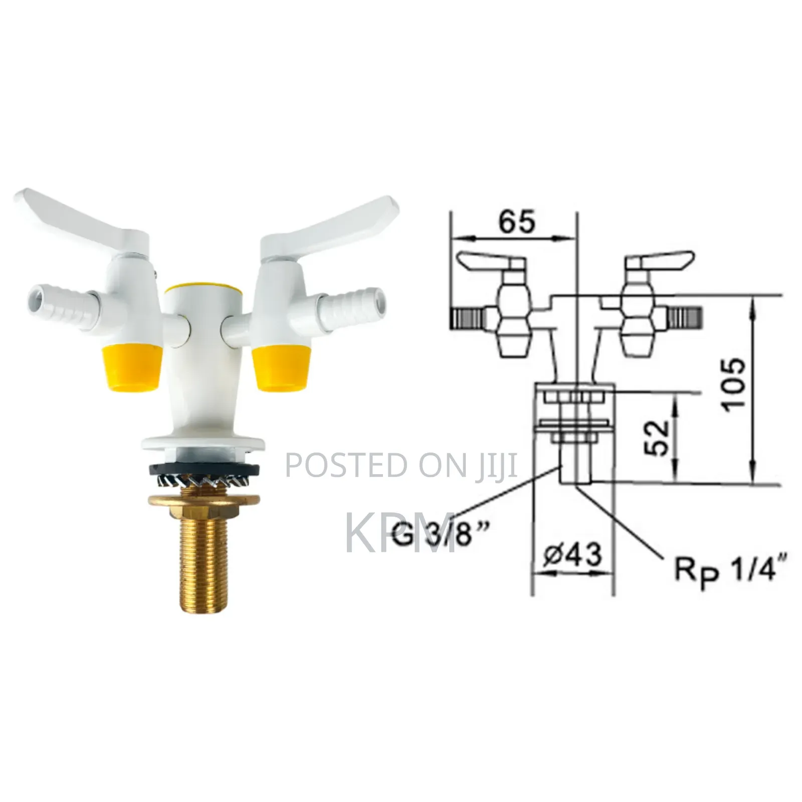 2 - Way Copper Deck Mount School Chemistry Lab Faucet Tap