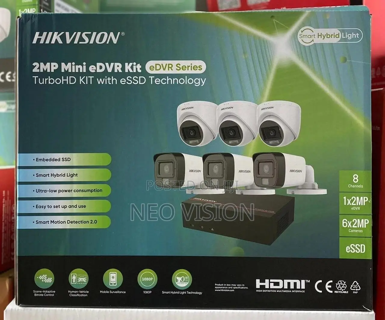 Hikvision 6 Channel Edvr Kit(Ds-j142i/Eo8hghi-xb+6cam)