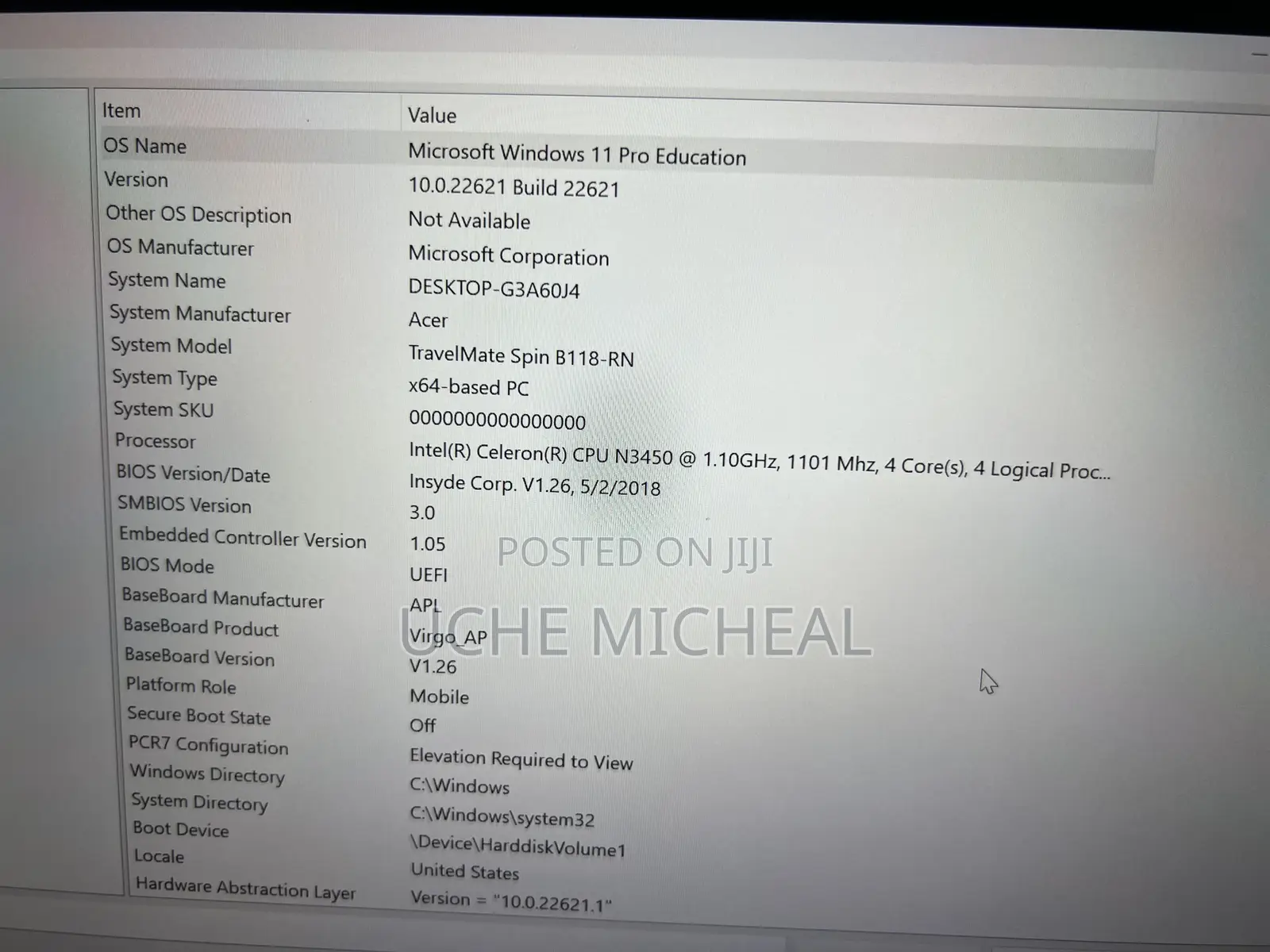 Laptop Acer TravelMate Spin B1 4GB Intel SSD 60GB
