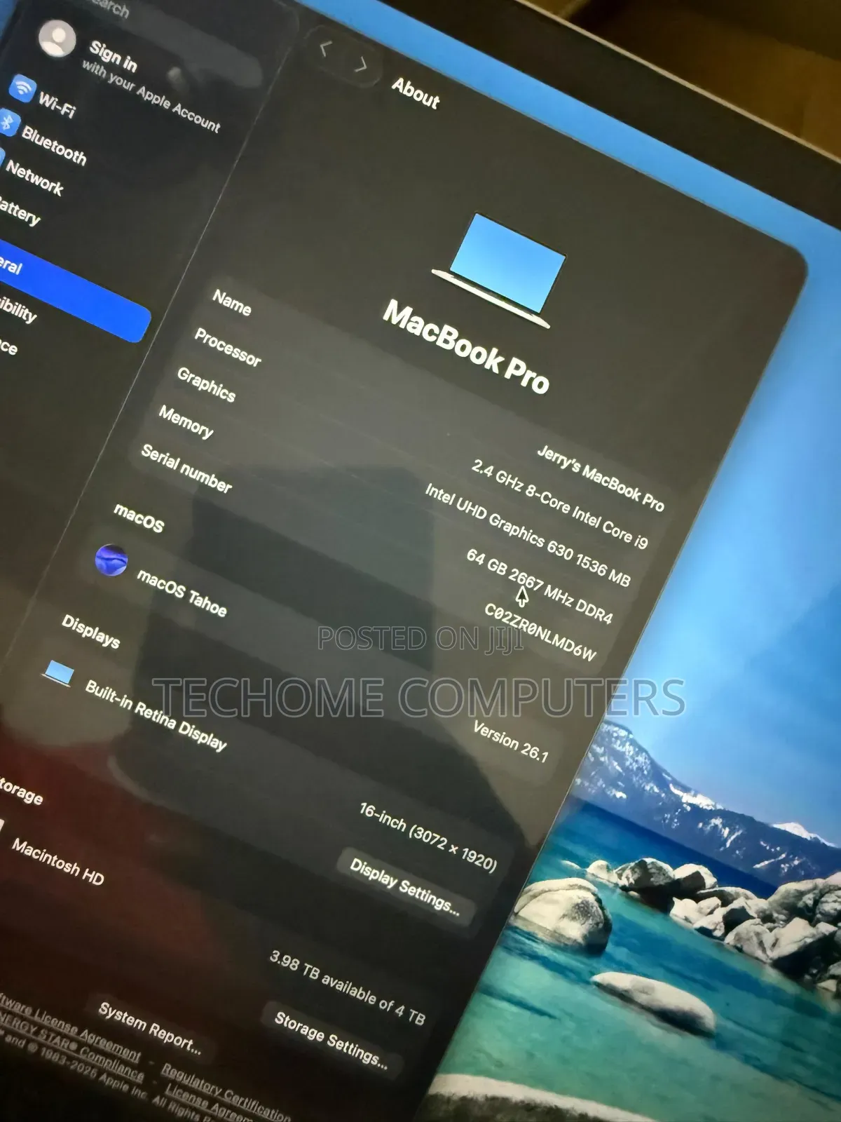 Laptop Apple MacBook Pro 2019 64GB Intel Core I9 SSHD (Hybrid) 4T