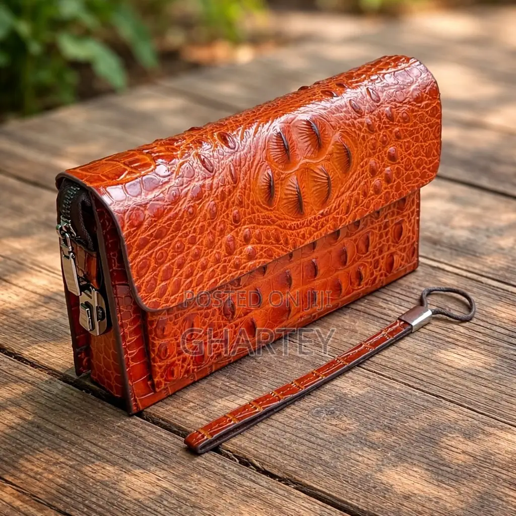 Croc Skin Men’S Leather Password Lock Pouch