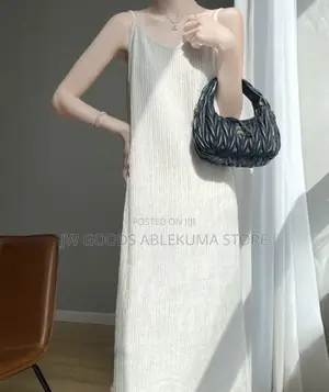 Ladies Straight Midi Dress Off White