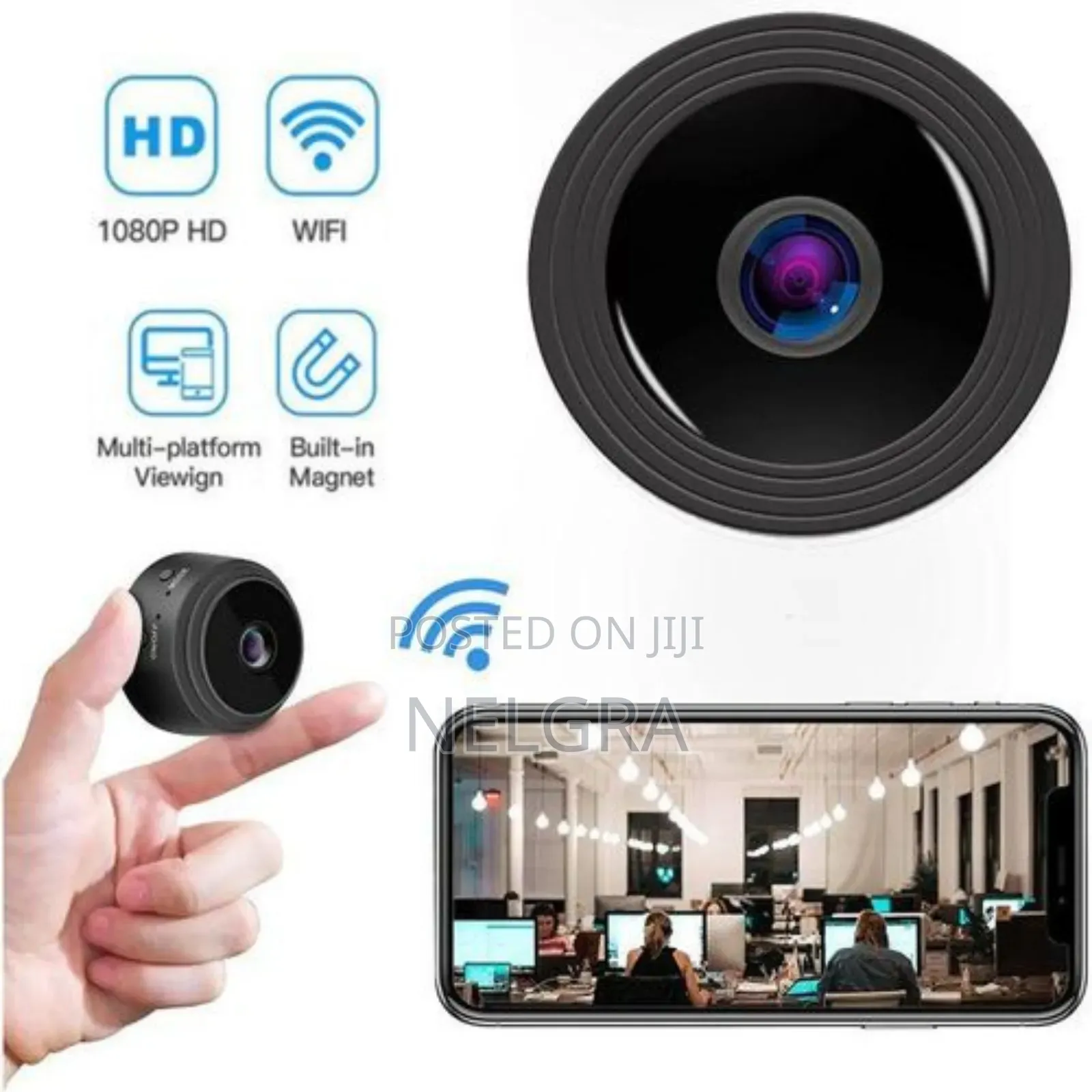 Mini Wireless Ip Camera 1080p Hd - Black