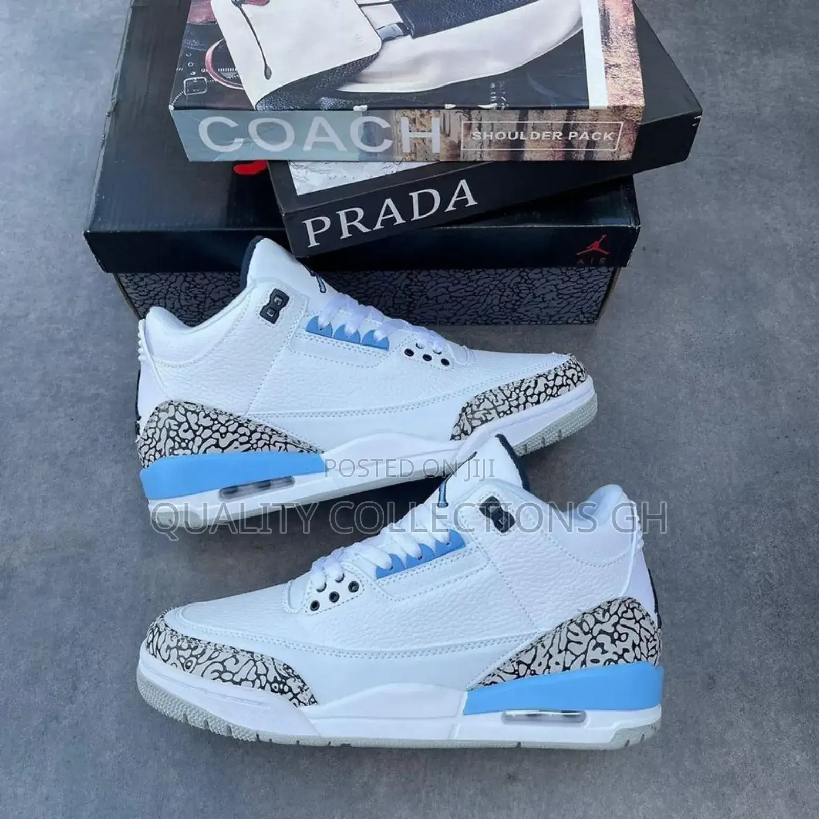 Jordan 3 White and Light Blue
