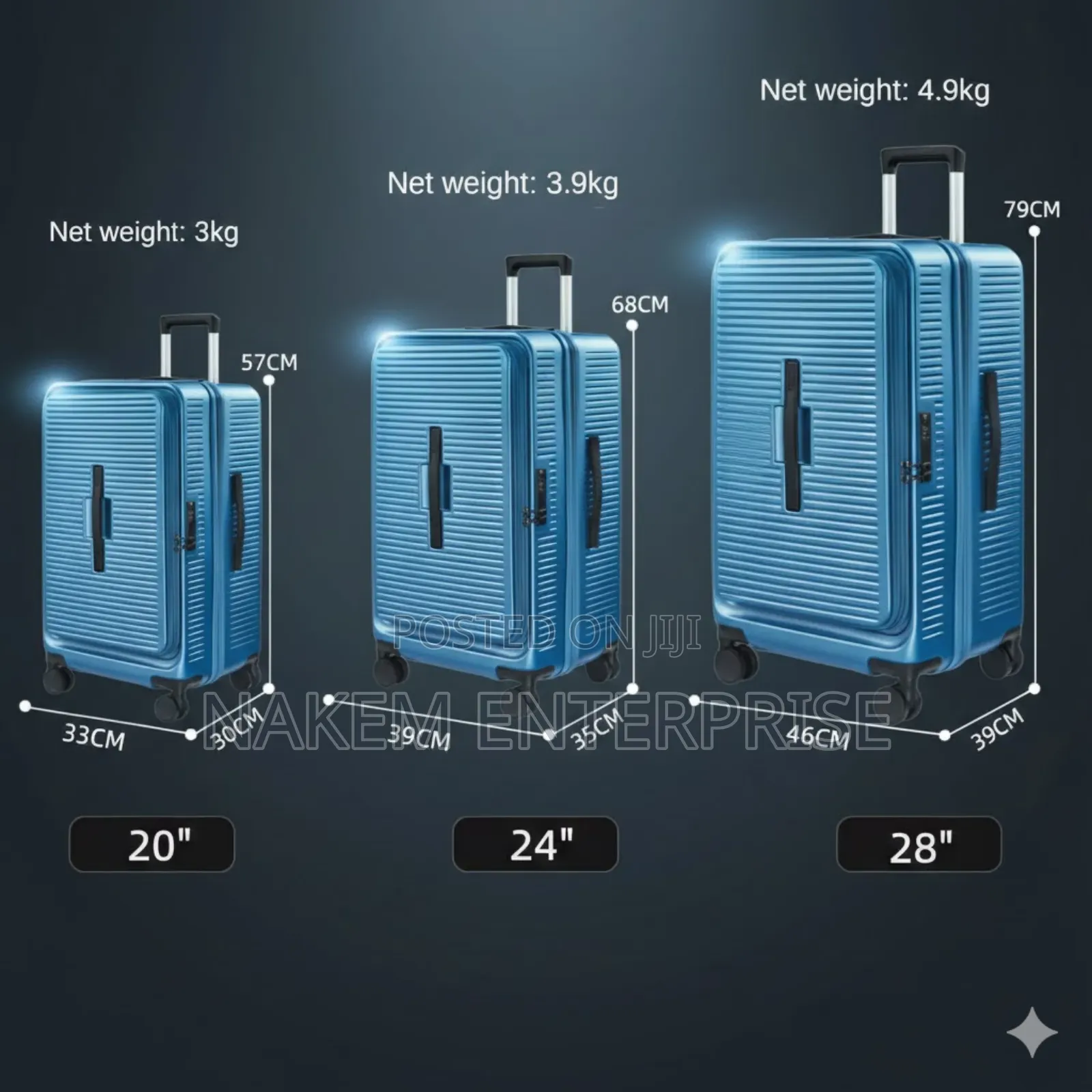 22,26,30inch 3pcs Front Open Large Trunk Style Hardshell Pc Suitcases