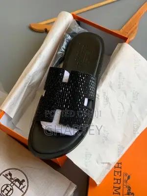 Luxury H-Style Embellished Slide Slippers Black