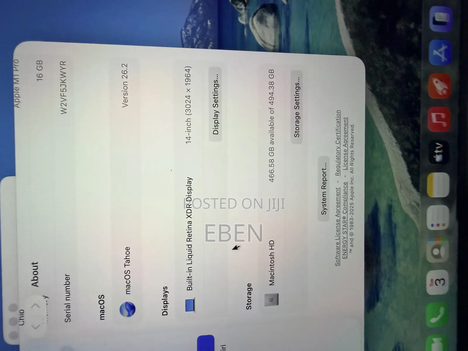 Laptop Apple MacBook Pro 2021 M1 16GB Apple M1 Pro SSD 512GB