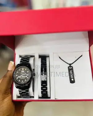 Customize Watch, Bracelet and Necklace Black