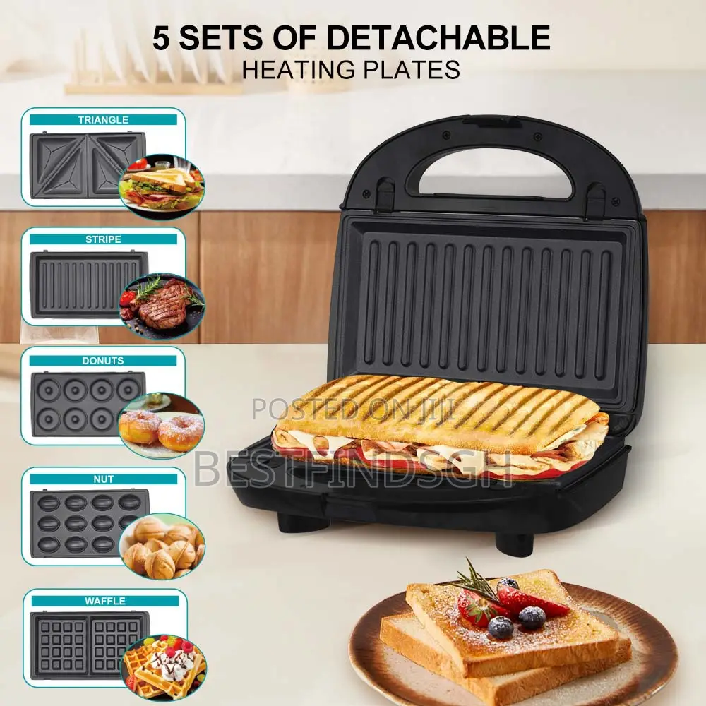 5-in-1 Electric Sandwich and Waffle Maker