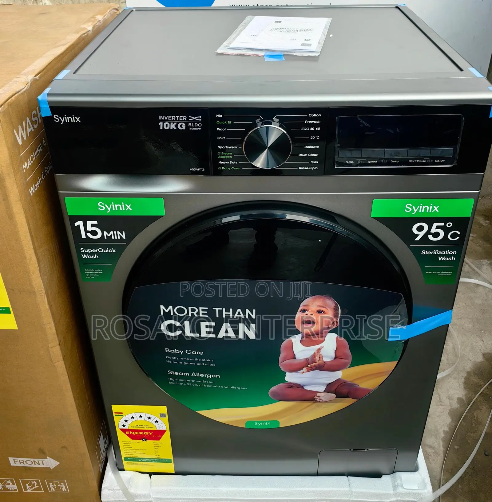 Syinix 10kg Front Load Inverter Fully Automatic Washing Machine