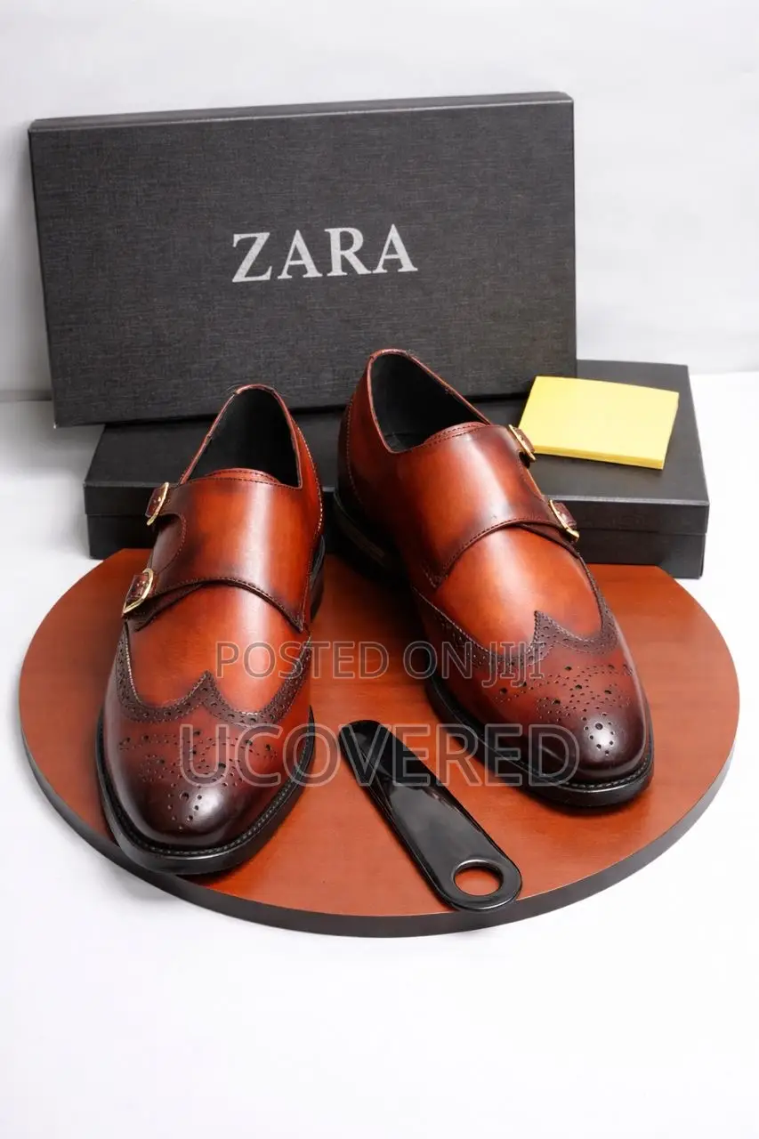 Zara Brown Monk Strap Executive Shoe
