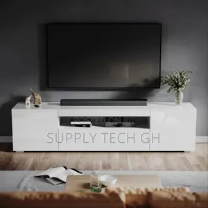 High Gloss 180cm White Tv Unit Stand Cabinet With Rgb Led Living Room