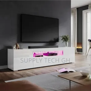 High Gloss 180cm White Tv Unit Stand Cabinet With Rgb Led Living Room