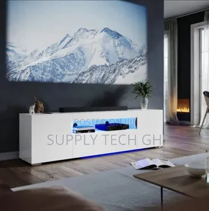 High Gloss 180cm White Tv Unit Stand Cabinet With Rgb Led Living Room