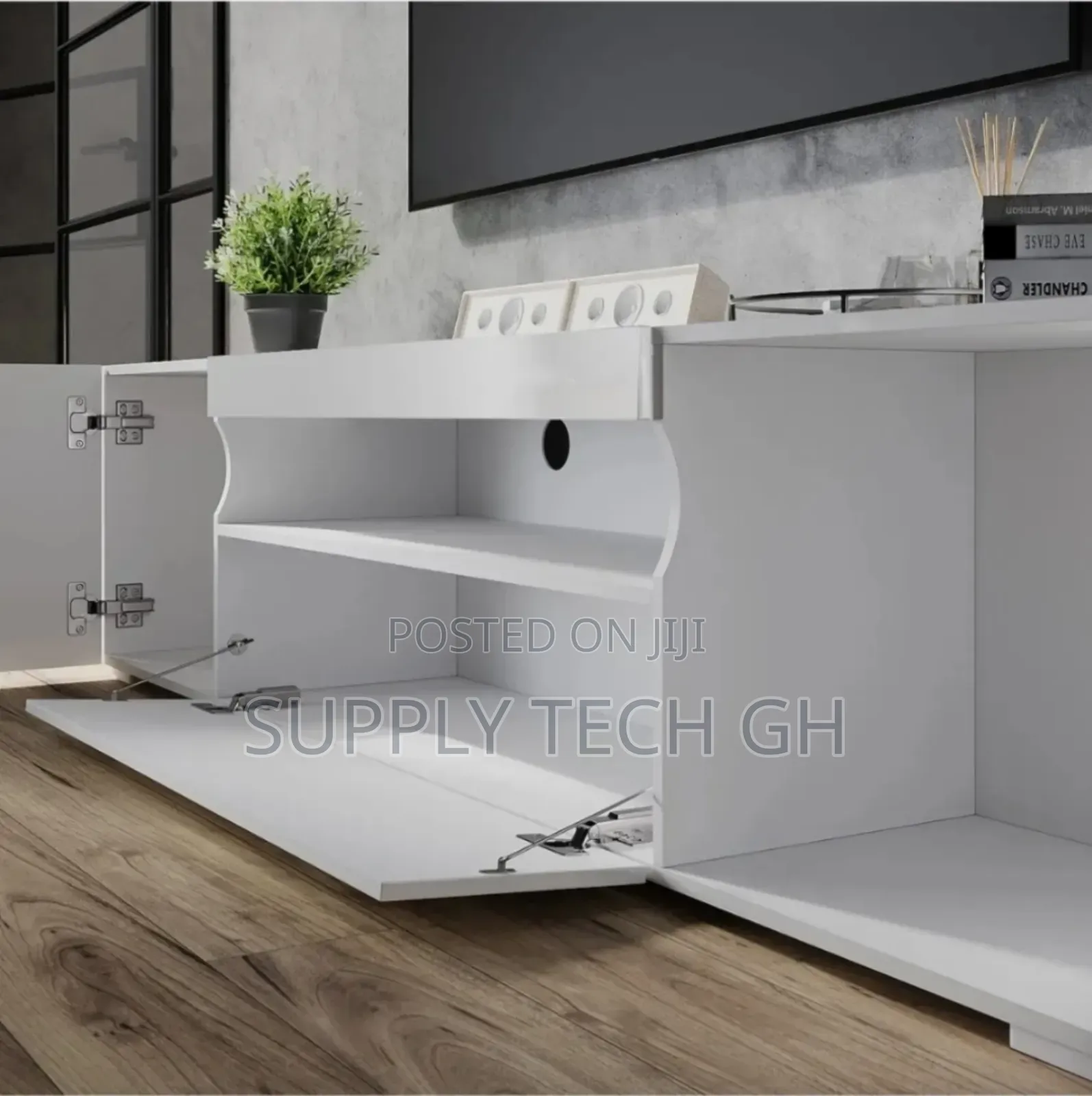 High Gloss 180cm White Tv Unit Stand Cabinet With Rgb Led Living Room