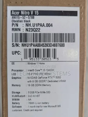 New Laptop Acer Nitro 5 16GB Intel Core I5 SSD 512GB