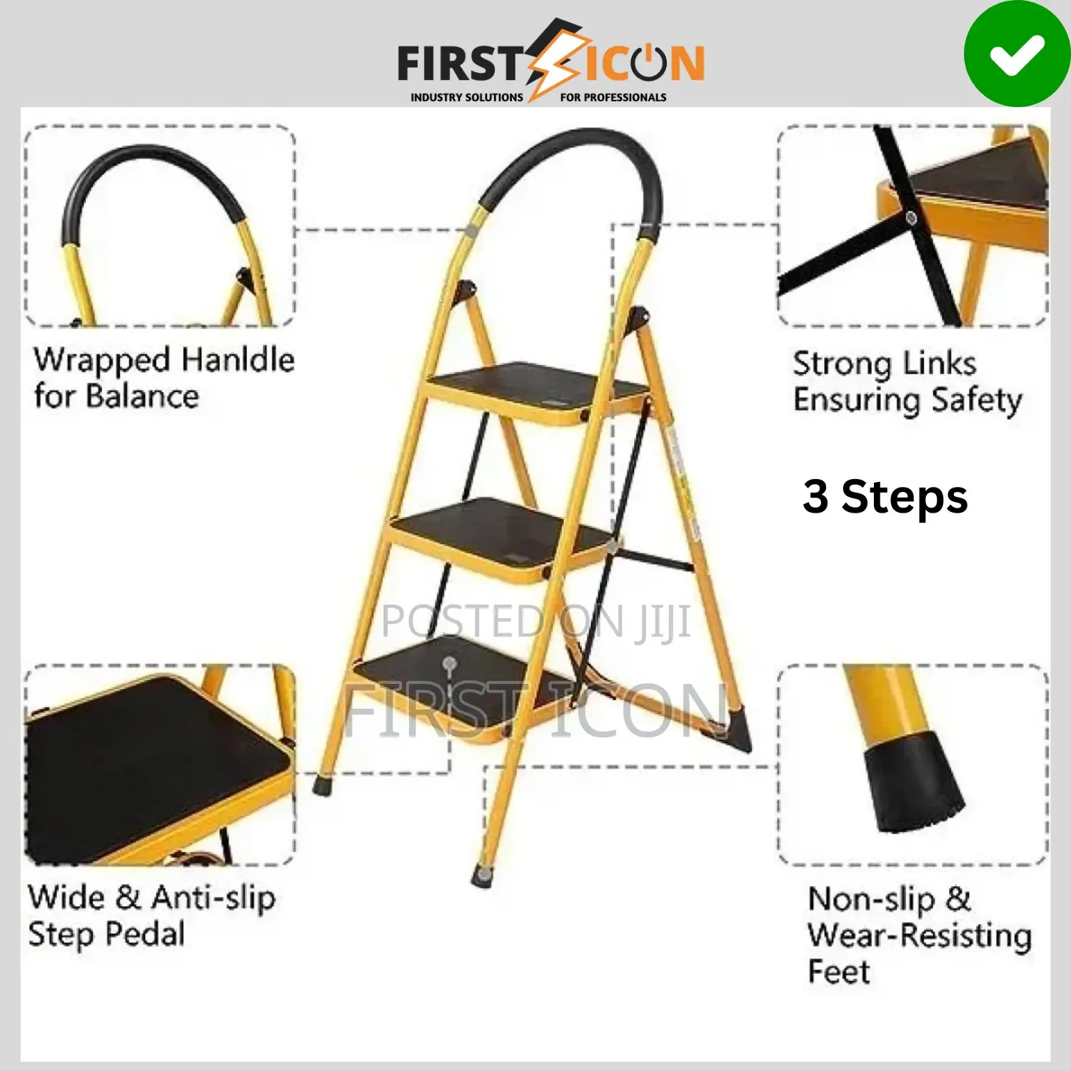 3 Step Portable Steel Ladder - Dingqi 86003