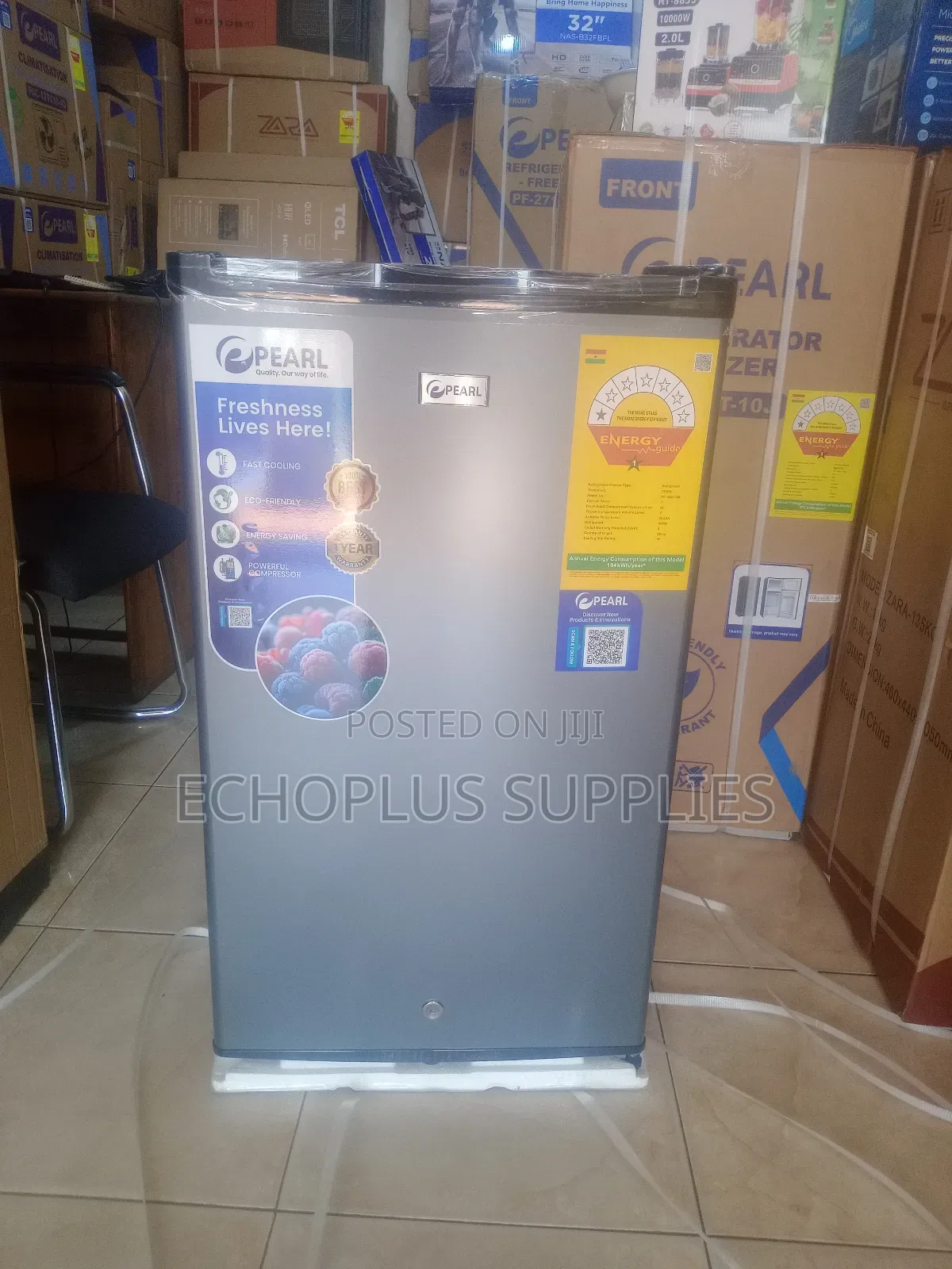 Pearl Table Top Fridge/80 Liters/ Single Door/Glass Design
