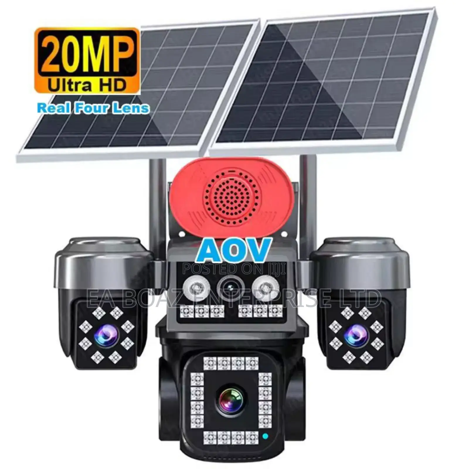 Solar Smart Alarm Camera 4g 4 Lens PTZ , Two Way Audio Talk Hi Easy