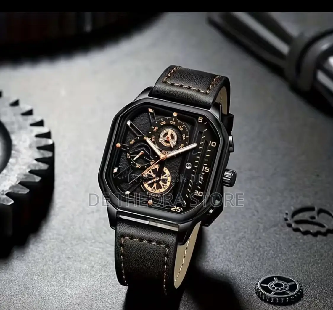 Men’S Square Dial Leather Watch