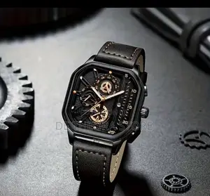 Men’S Square Dial Leather Watch