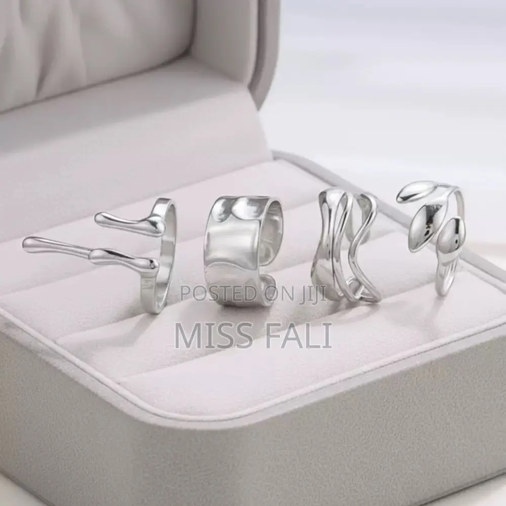 Sculpted Elegance -4pcs Ring Stack in Gold and Silver