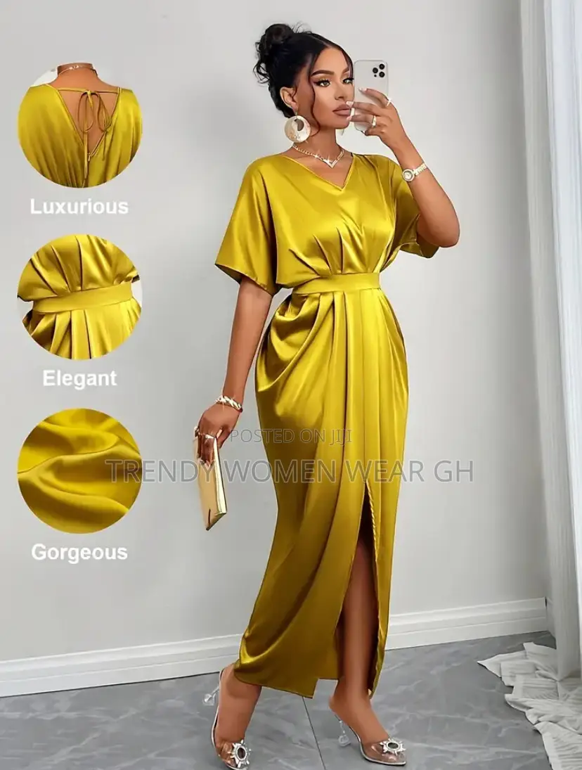 Holiday Party Golden Evening Gown Bridesmaid Dress