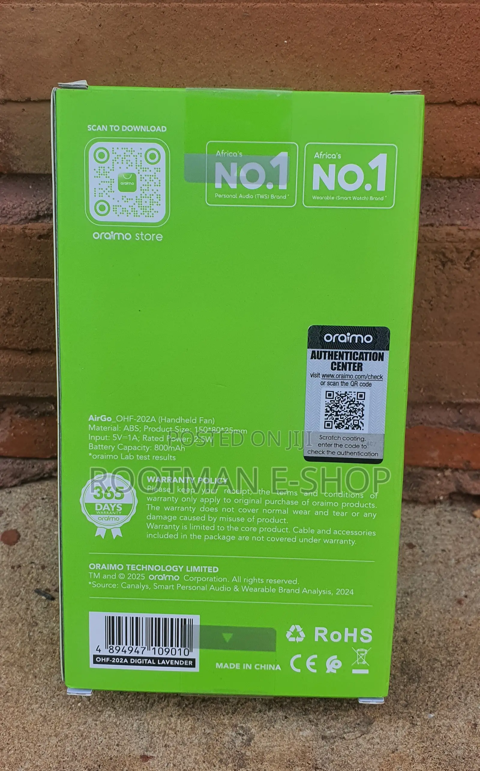 Lightweight Recahrgeble Fan Oraimo-airgo