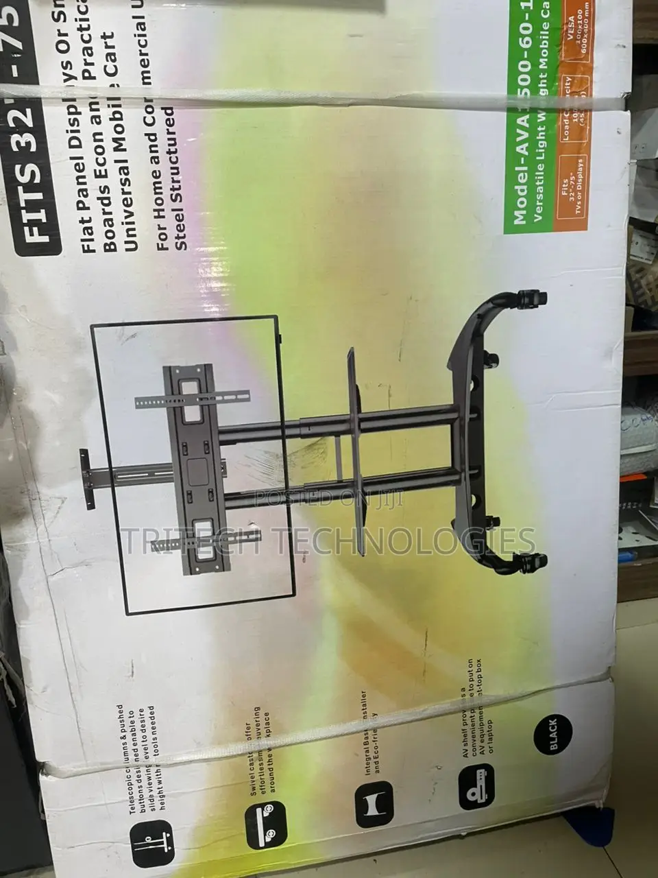 Tv Cart Roling Tv Stand With Wheels, Fit Most " 32 To 75inch"