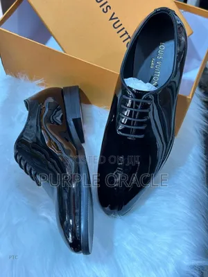 Louis Vuitton Black Patent Leather Oxford Shoes.