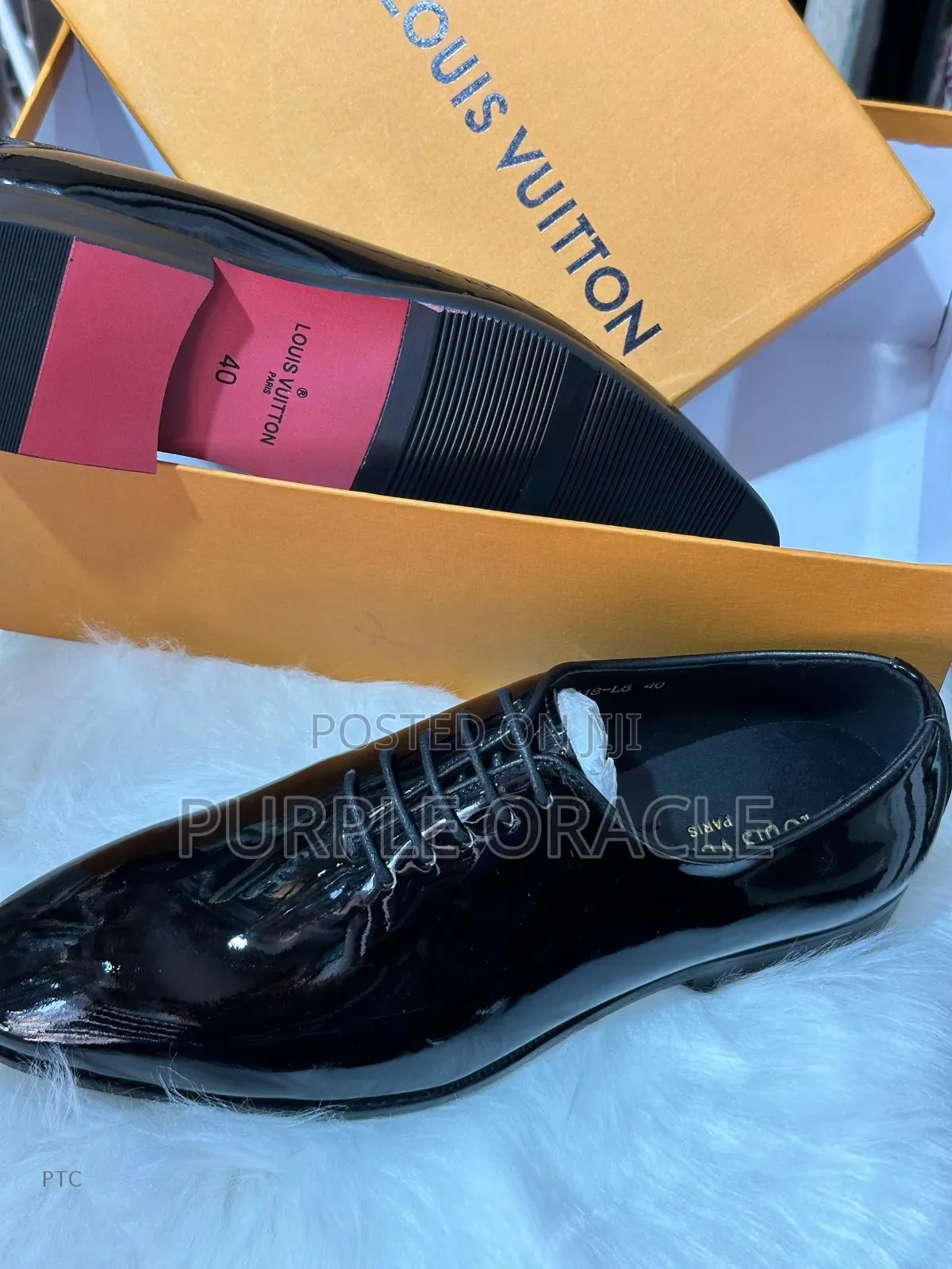 Louis Vuitton Black Patent Leather Oxford Shoes.