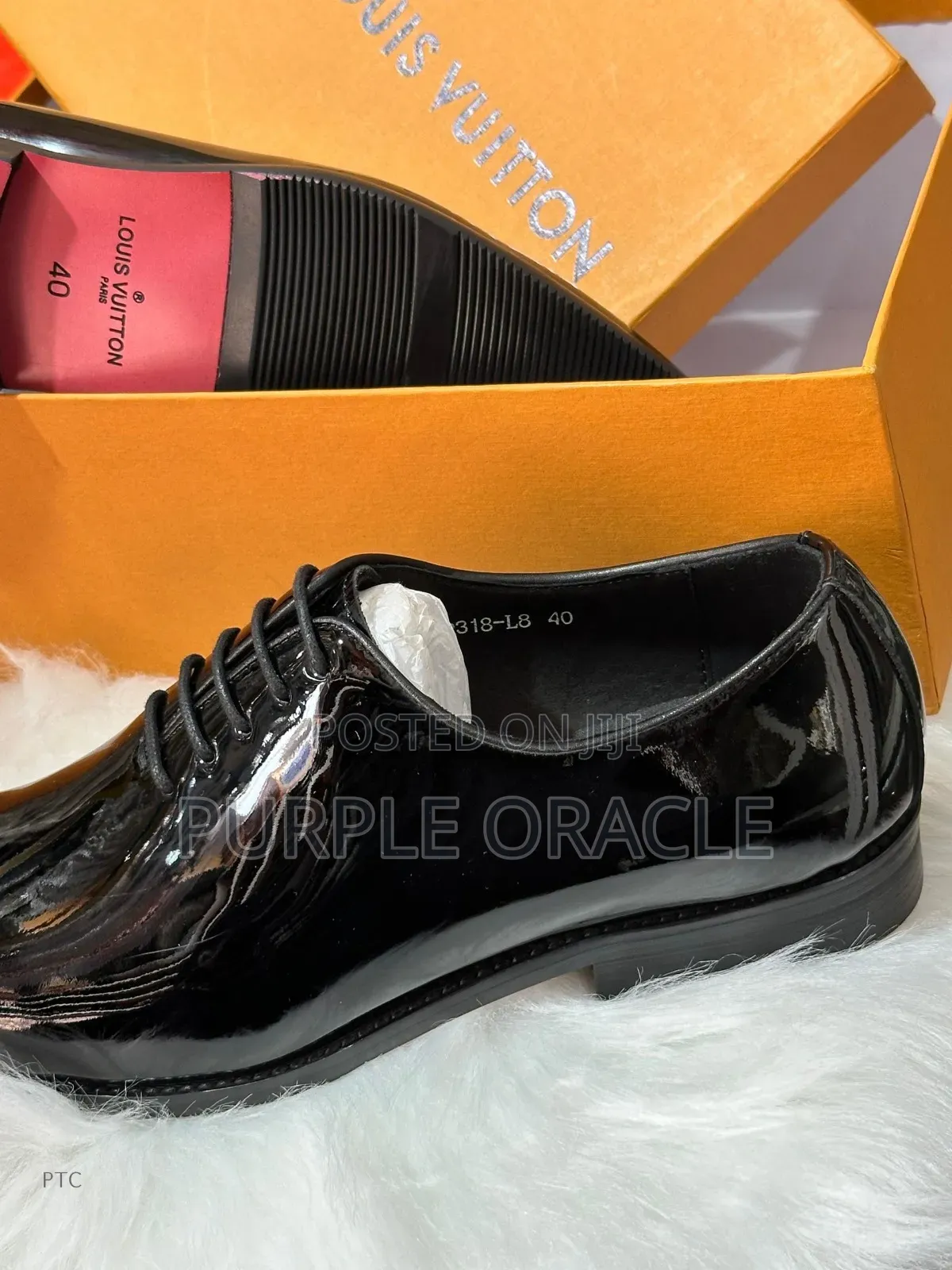 Louis Vuitton Black Patent Leather Oxford Shoes.