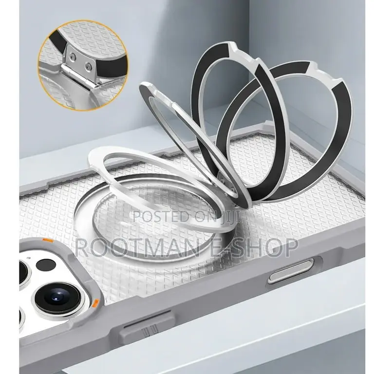 Magnetic Case for iPhone 13 to 16 Pro Max, Ring Kickstand Mag-Safe