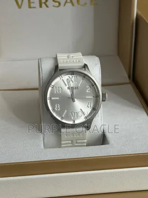 Versus Versace City Watch In A Silver Case And White Rubber Strap.