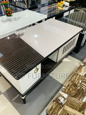 Modern High-Gloss White and Brown Coffee Table