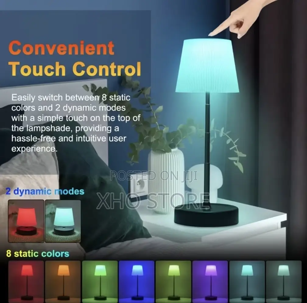 Portable Wireless RGB Led Dimmable Table Lamp, Rechargeable Touch