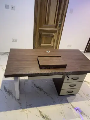 Executive Office Desk With 3-Drawer File Cabinet