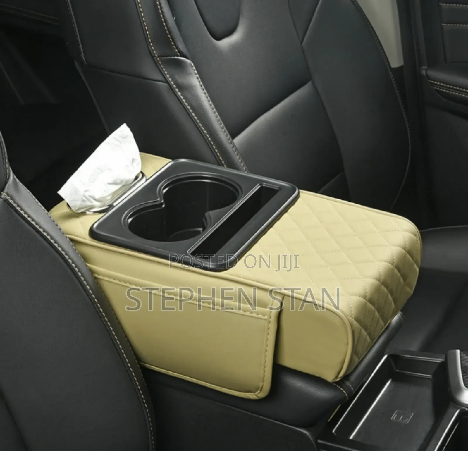 Premium Leather Car Armrest Console With Dual Cup Holder