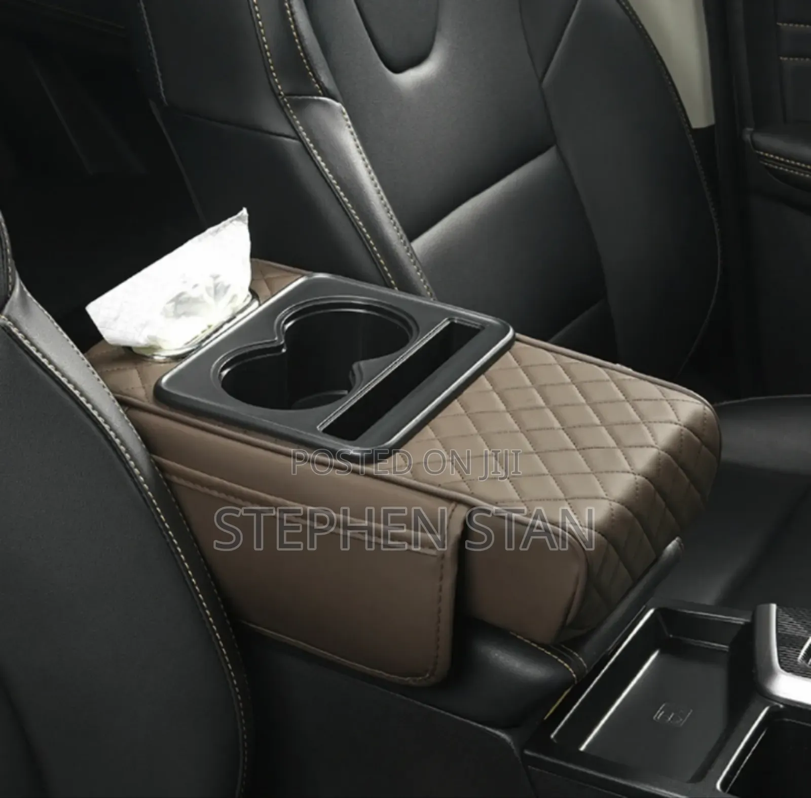 Premium Leather Car Armrest Console With Dual Cup Holder