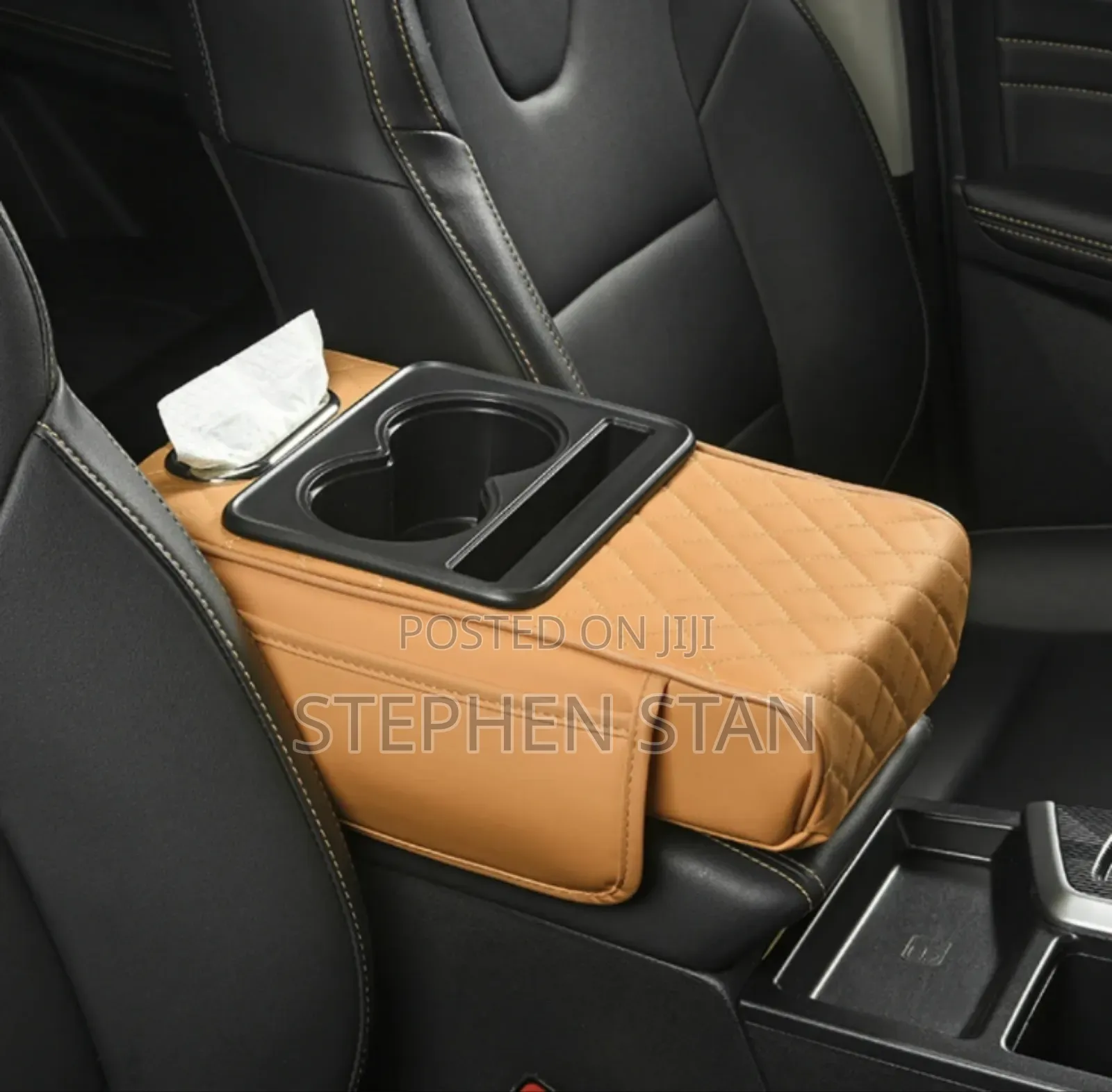 Premium Leather Car Armrest Console With Dual Cup Holder
