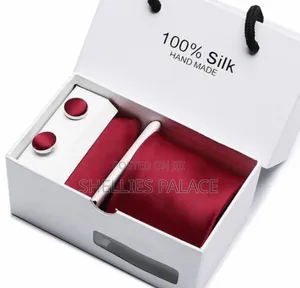 Plaid Tie Men's Silk Tie And Pocket Squarecufflinks 5pcs Set