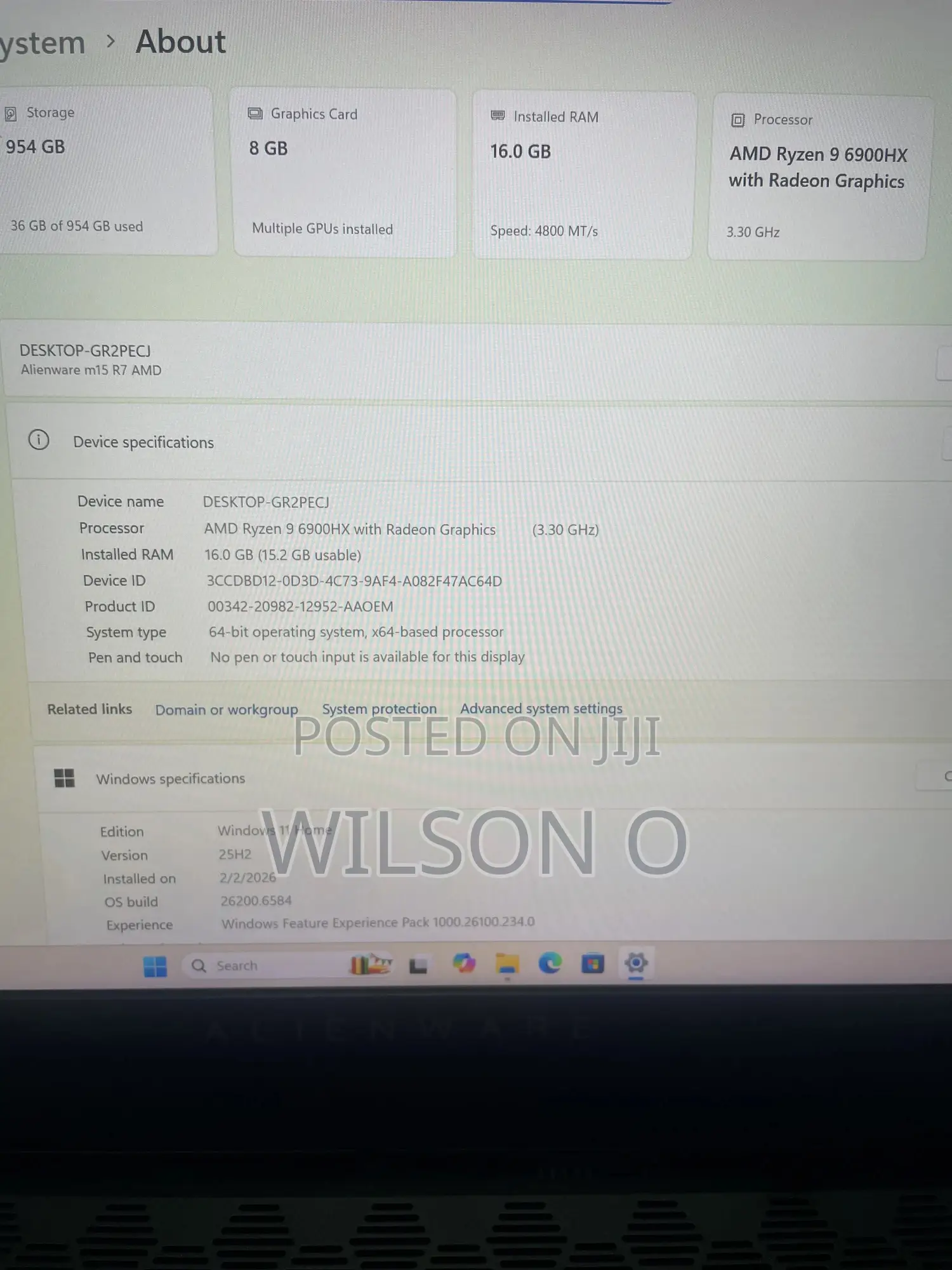 Laptop Alienware M15 R3 16GB AMD Ryzen 9 SSD 1T