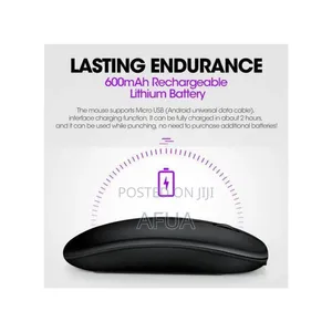 Optical Wireless Mouse Rechargeable Slim Game Mice - Black
