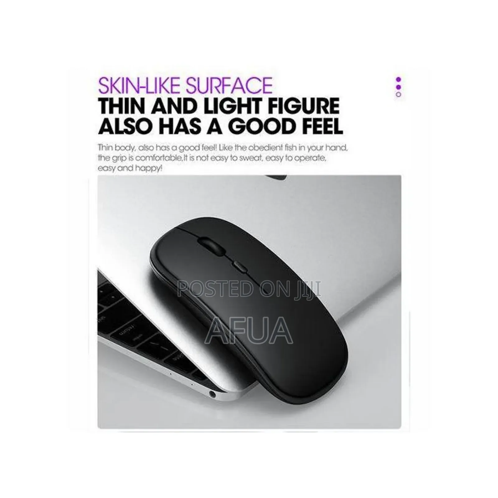 Optical Wireless Mouse Rechargeable Slim Game Mice - Black