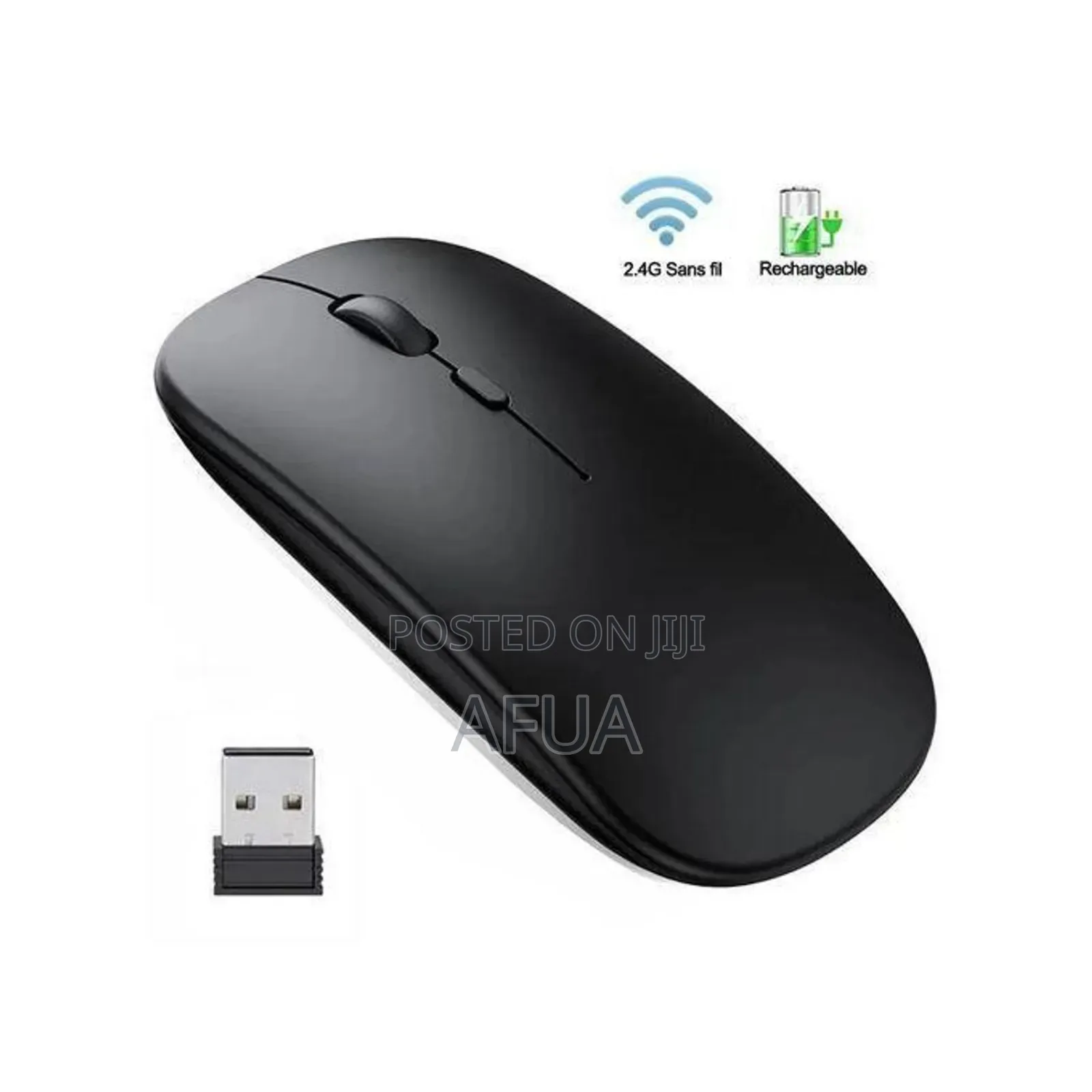Optical Wireless Mouse Rechargeable Slim Game Mice - Black