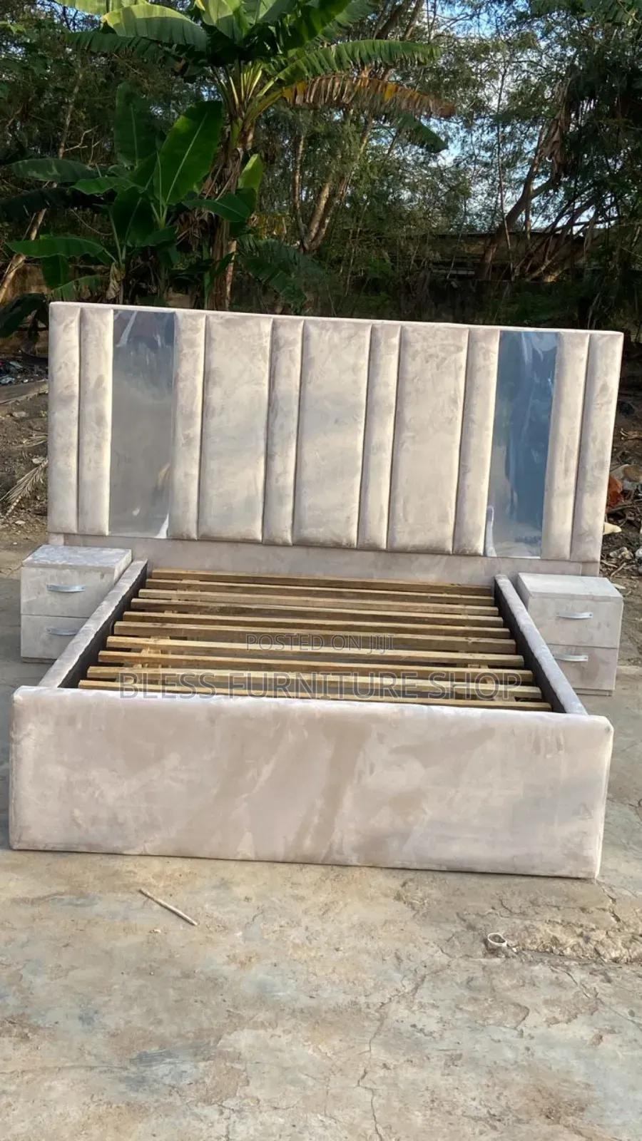 Mirror Queen Size Bed Frame With Side Drawers